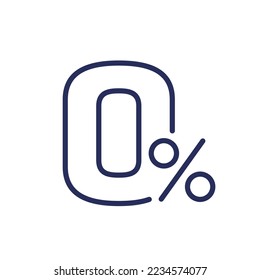 zero percent line icon, vector