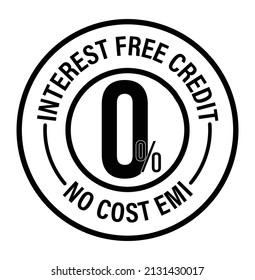 'zero Percent, No Cost EMI, Interest Free Credit' Vector Icon Set. 0% Interest Abstract.