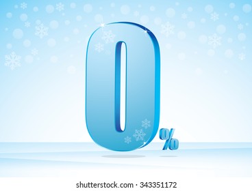 zero percent on snow background