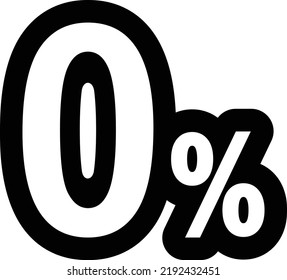 Zero percent sign icon vector.