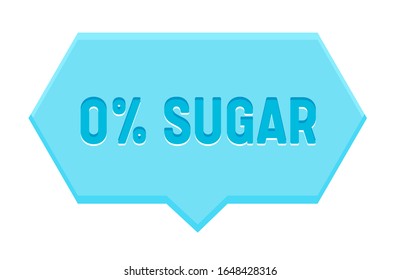 Zero Percent Sugar Banner, Hexagon Speech Bubble Isolated on White Background. Icon for Healthy Food or Diabetes Production, Low Carb Eco Nutrition Package Design. Vector Illustration, Badge or Sign