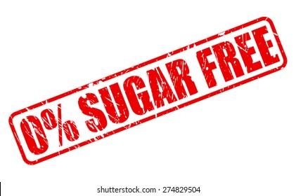 Zero percent sugar free red stamp text on white