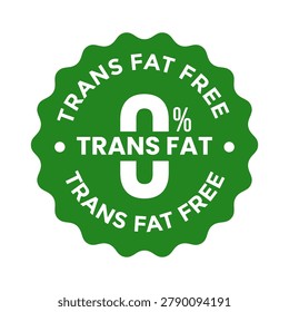 Zero percent trans fat free food label badge vector icon for healthy nutritional products and diet awareness.