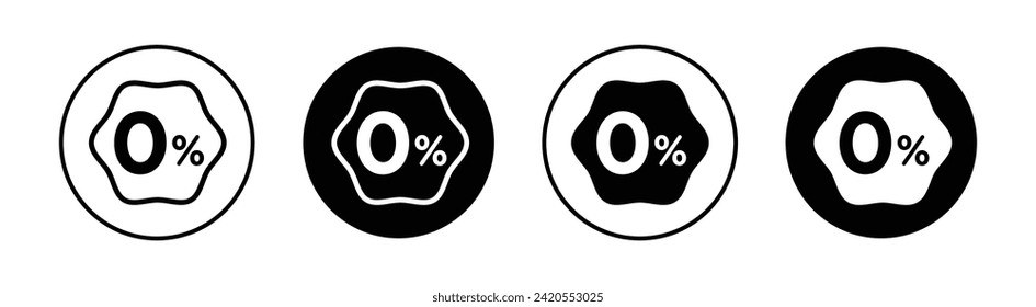 Zero Percent Vector Line Icon Illustration.