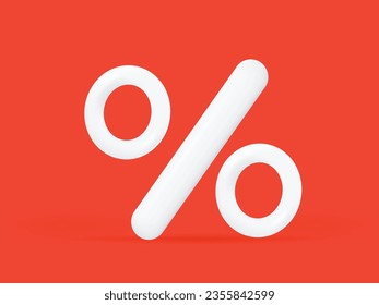 Un cero por ciento de blanco sobre un fondo rojo. Ilustración vectorial 3d.