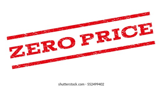 Zero Price watermark stamp. Text tag between parallel lines with grunge design style. Rubber seal stamp with dust texture. Vector red color ink imprint on a white background.