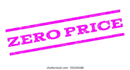 Zero Price watermark stamp. Text tag between parallel lines with grunge design style. Rubber seal stamp with scratched texture. Vector magenta color ink imprint on a white background.