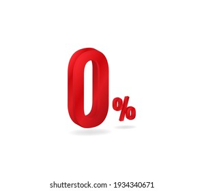Zero red 3d percent. Promotion symbol of maximum marketing discount special market vector commercial offer.