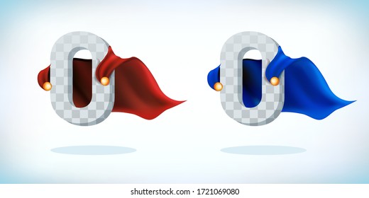 Zero in red cape. Super hero cloak. Superhero cape