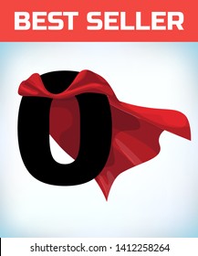 zero in red hero cape. Super cloak. Super power. Power concept. Leadership sign. Superhero symbol