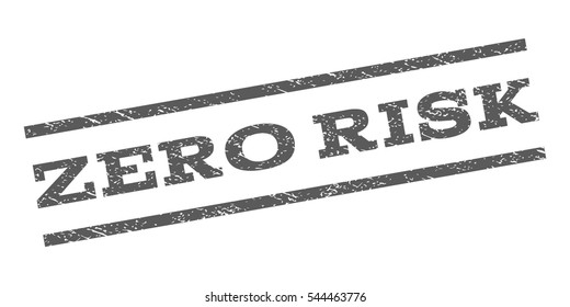 Zero Risk watermark stamp. Text caption between parallel lines with grunge design style. Rubber seal stamp with unclean texture. Vector grey color ink imprint on a white background.