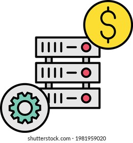 Zero Setup Cost Web Server Concept, Trial Hosting Vector Color Icon Design, Data Center and Web Hosting Symbol,  Cost effective Hardware Stock illustration