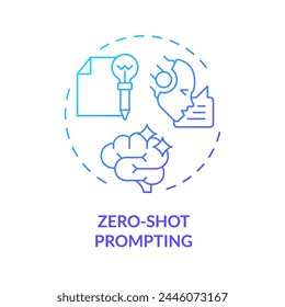 Zero shot prompting blue gradient concept icon. Prompt engineering. Provide with no examples. Simple questions. Round shape line illustration. Abstract idea. Graphic design. Easy to use in article