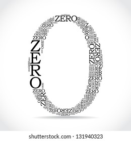 zero sign created from text - illustration