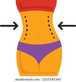 zero size figure concept, Flat Belly with Slimming Posture vector color icon design, Fitness and Wellness symbol, Workout and Weightlifting sign, Personal training equipment stock illustration