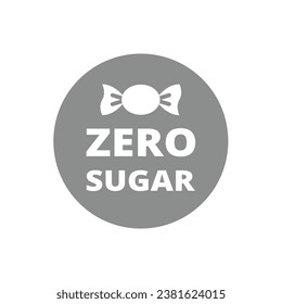 Zero sugar vector label. Sugar free with candy icon.