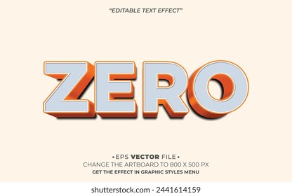 Zero text effect 3d editable vector