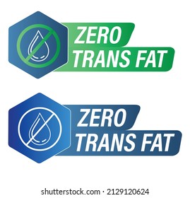 'zero trans fat' vector blue and green in color. trans fat-free