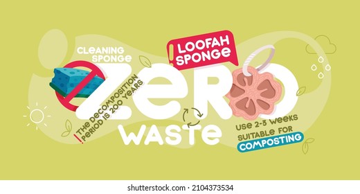 Zero waste, an alternative to a foam sponge for washing dishes, a loofah sponge, the advantages of using it, caring for the environment, improving the quality of life on the planet