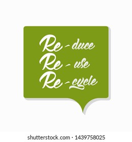 Zero Waste background template. Sign with Reduce Reuse Recycle inscriptions . Eco friendly No Plastic and Go Green concept. Vector illustration.