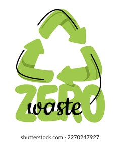 Zero waste badge - Cradle-to-Cradle reusable technology symbol with recycle symbol - isolated vector logo