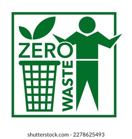 Zero waste badge in standard sign style - Cradle-to-Cradle reusable technology symbol with recycle symbol and green leaves 