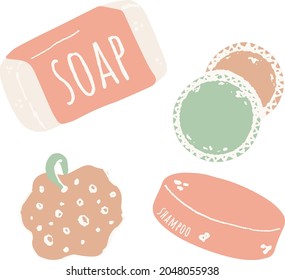Zero waste bathroom accessories, items, toiletry. Natural vegan organic cosmetics. Eco friendly lifestyle products. Soap, shampoo, Vector flat cartoon illustration