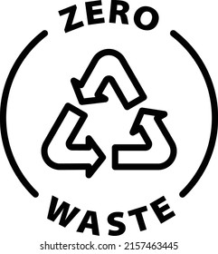 zero waste black outline badge icon label isolated vector on transparent background