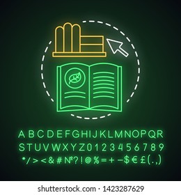 Zero waste books neon light concept icon. Environmental issues and eco, friendly education idea, ecology learning idea. Glowing sign with alphabet, numbers and symbols. Vector isolated illustration