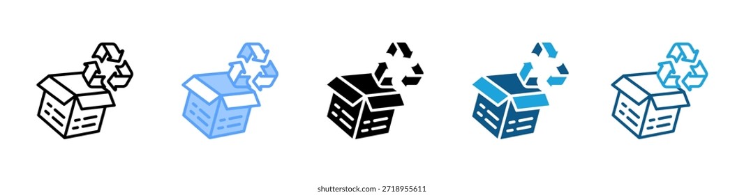 Conjunto de iconos de caja de residuos cero colección de estilo múltiple