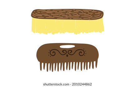 Zero Waste with Brush and Haircomb as Everyday Reused Object Vector Set