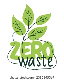 Zero waste calligraphic decorative badge, hand-drawn - Cradle-to-Cradle reusable technology symbol with recycle symbol - isolated vector logo