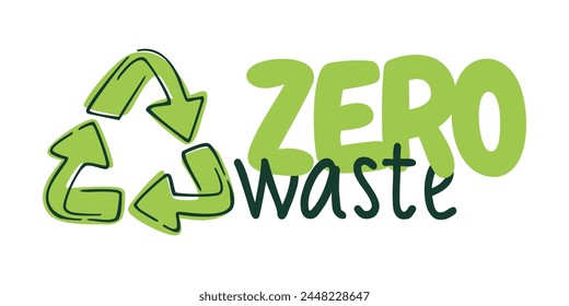 Zero waste calligraphic decorative badge - Cradle-to-Cradle reusable technology symbol with renewable symbol - isolated vector word with recycling sign