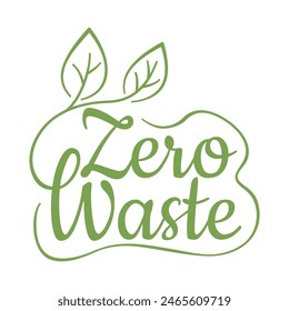 Zero waste calligraphic decorative badge - Cradle-to-Cradle reusable technology symbol with renewable symbol - isolated vector phrase in calligraphic style