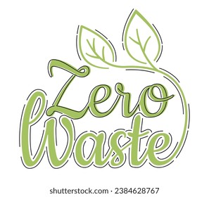 Zero waste calligraphic decorative slogan, hand-drawn - Cradle-to-Cradle reusable technology - isolated vector stamp