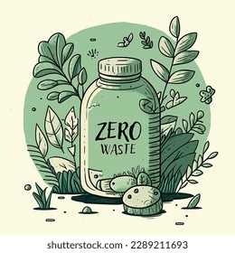 Ilustración de la campaña de basura cero en el estilo de doodle