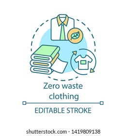 Zero waste clothing, recycling and reusing clothes concept icon. Waste management, eco, friendly lifestyle idea thin line illustration. Vector isolated outline drawing. Editable stroke