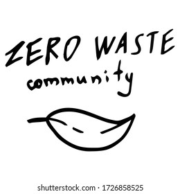 Ohne Community-Text auf weißem isoliertem Hintergrund. Umrissblatt für Einladung oder Geschenkkarte, soziales Banner, Öko-Blog, Flyer. Telefongehäuse oder Stoffdruck. Doodle-Stil-Vektorgrafik