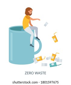 Zero Waste concept, flat design vector illustration