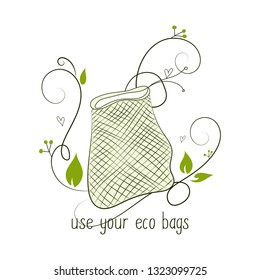Zero Waste Concept.  Hand drawn elements of zero waste life. Zero waste concept card. Good for posters, banners, web design, cards. Vector illustration. 