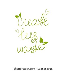 Zero Waste Concept. Hand drawn elements of zero waste life. Zero waste concept card. Good for posters, banners, web design, cards. Create less waste. Vector illustration.