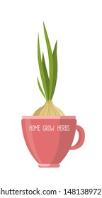 Zero waste concept poster.  Herb grown home. Vector illustration