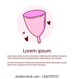 Zero waste concept poster. Menstrual cup. Less waste. Zero waste. Environmental protection.