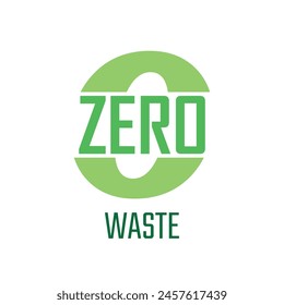 Zero waste concept, recyclable material, logo design, reduce, reuse, recycle, save the earth and nature, go green, environment day, eco friendly