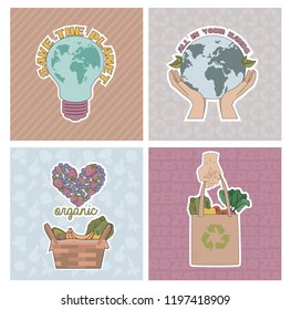 Zero waste concept, recycle and reuse, reduce, ecological lifestyle, motivation posters set. Editable vector illustration