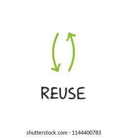 Zero waste concept. Reuse. Ecological lifestyle and sustainable developments. Vector object isolated on white background.