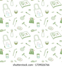 Zero waste concept seamless pattern.
Set of reusable and natural items and prodacts.