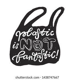 Zero waste concept slogan. Eco-friendly handwritten words for decoration of eco store, shop, blog. Black and white Vector image.