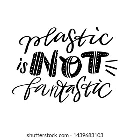 Zero waste concept slogan. Eco-friendly handwritten words for decoration of eco store, shop, blog. Black and white Vector image.