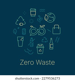 Zero waste concept vector illustration. Line art style light background design for Article, Web page, Banner, Poster, Print ad, etc.